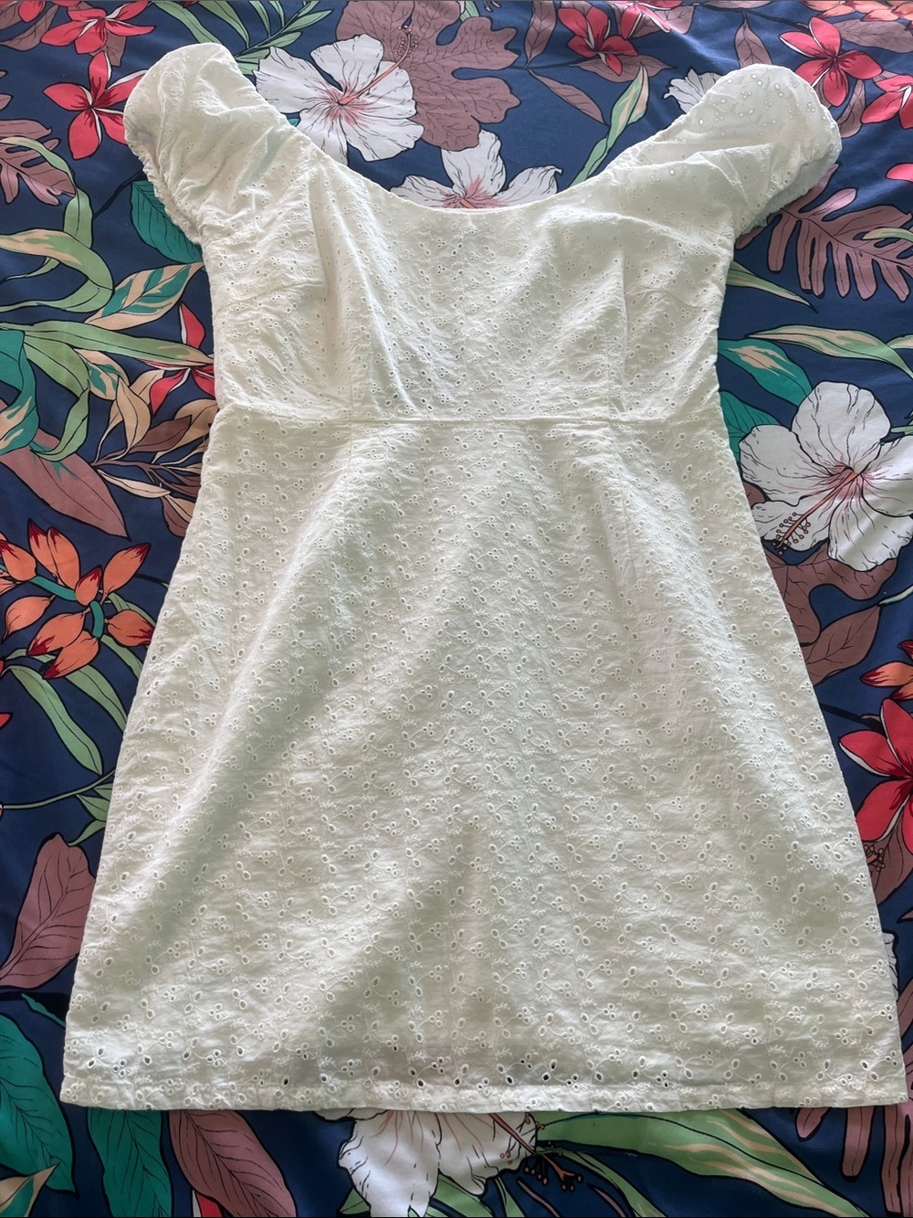White eyelet mini dress new